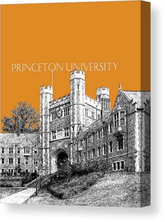 University Canvas Print featuring the digital art Princeton University - Dark Orange by DB Artist
