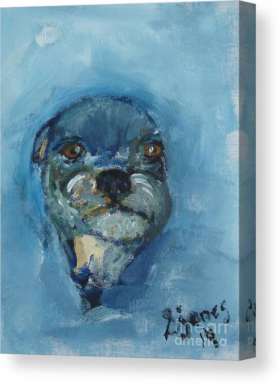 Animal Canvas Print featuring the painting Puggie by Shelley Jones