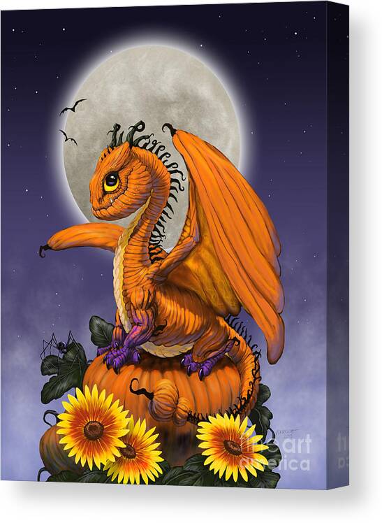 Pumpkin Canvas Print featuring the digital art Pumpkin Dragon by Stanley Morrison