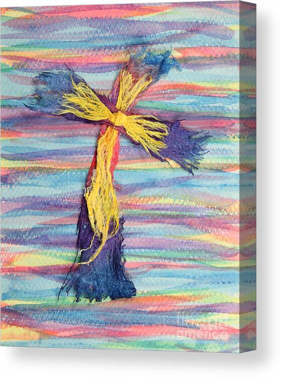 Religion Canvas Print featuring the mixed media Ragged Cross by Pattie Calfy
