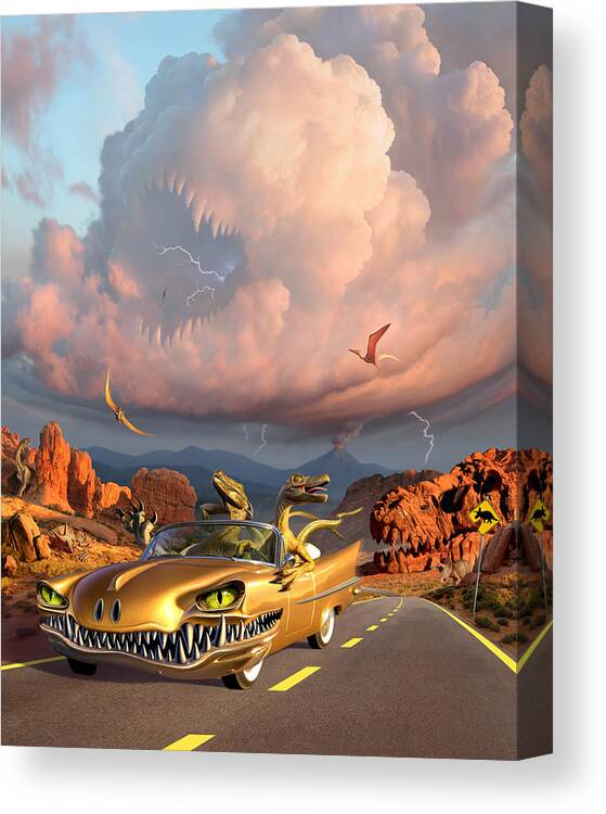 Dinosaurs Canvas Print featuring the digital art Rapt Patrol by Jerry LoFaro