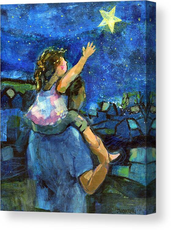 Jen Norton Canvas Print featuring the painting Reach for the Stars by Jen Norton
