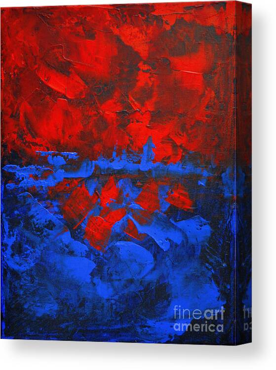 Red Blue Abstract Painting Canvas Print featuring the painting Make It Happen by Belinda Capol