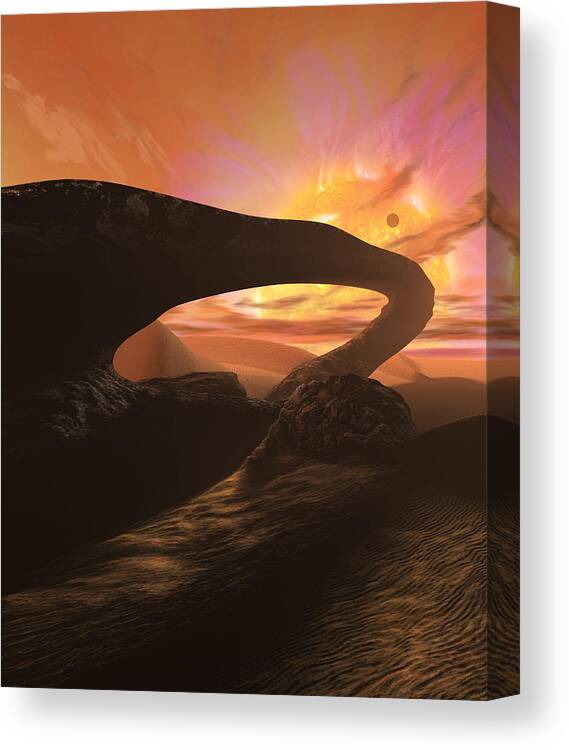 Science Fiction Canvas Print featuring the painting Red Dwarf Sun by Don Dixon
