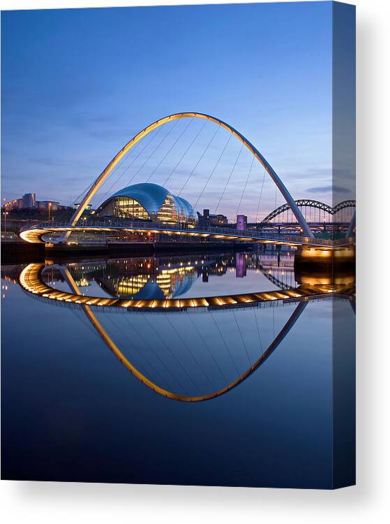 Newcastle Canvas Print featuring the photograph Reflections of the Millenium Bridge by Stephen Taylor