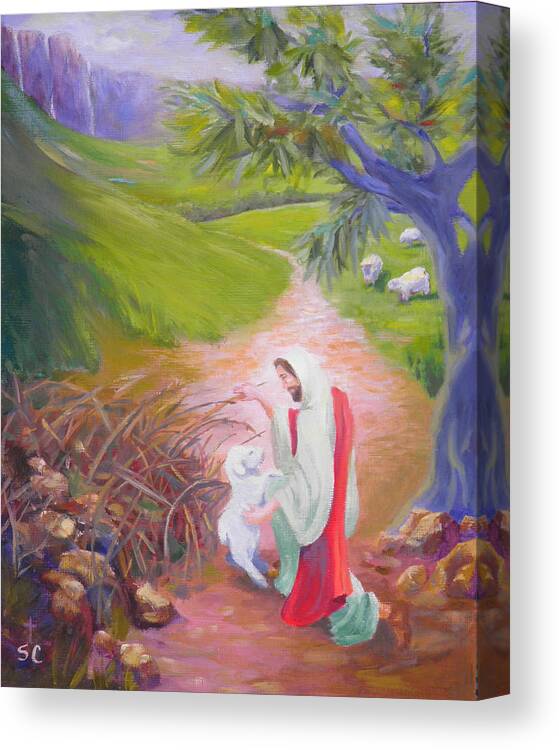 Jesus Canvas Print featuring the painting Rescued by Sharon Casavant