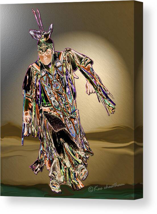 Pow Wow Dancer Canvas Print featuring the digital art Ribbon Dancer by Kae Cheatham