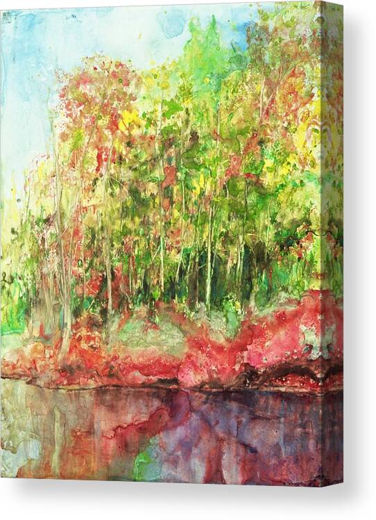 Landscape Canvas Print featuring the painting Riverside Dreams by Gary DeBroekert
