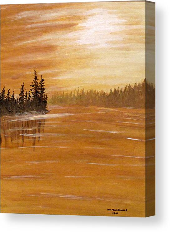 Northern Ontario Canvas Print featuring the painting Rock Lake Morning 1 by Ian MacDonald