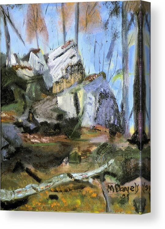 Painting Canvas Print featuring the painting Rocks at Kittatinny by Michael Daniels