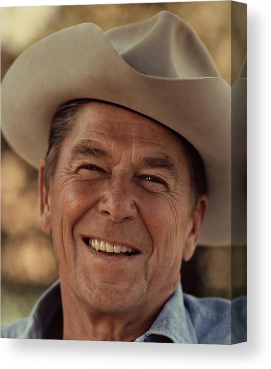 Regan Canvas Print featuring the photograph Ronald Reagan in 1976 at his home at Rancho del Cielo by Movie Poster Prints