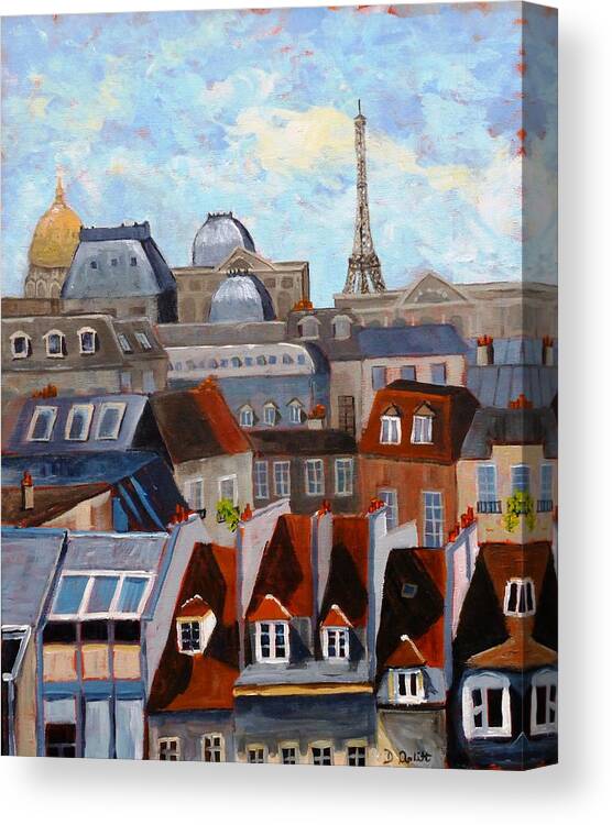 Landscape Canvas Print featuring the painting Rooftops of Paris by Diane Arlitt