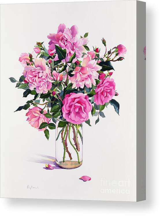 Rose Canvas Print featuring the painting Roses in a Glass Jar by Christopher Ryland