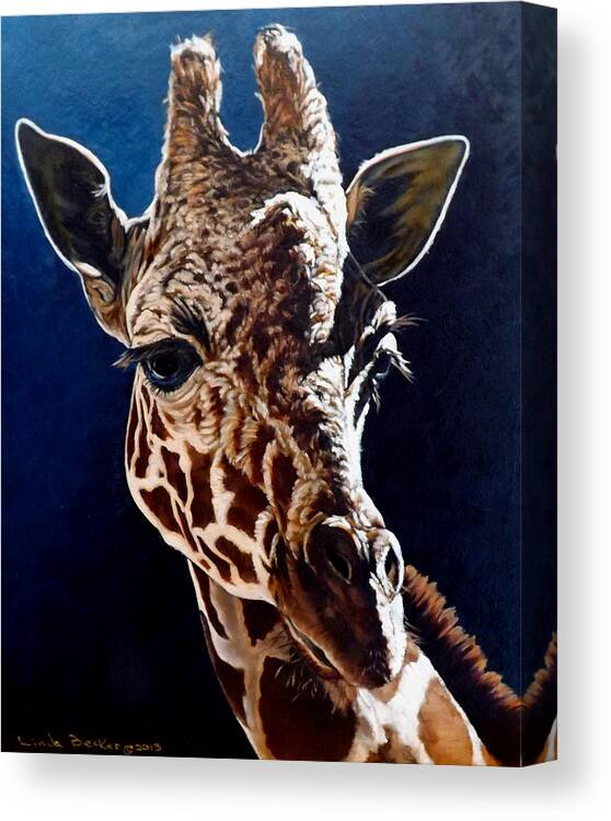 Giraffe Canvas Print featuring the painting Rosie by Linda Becker