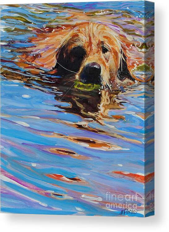 Golden Retriever Canvas Print featuring the painting Sadie Has A Ball by Molly Poole