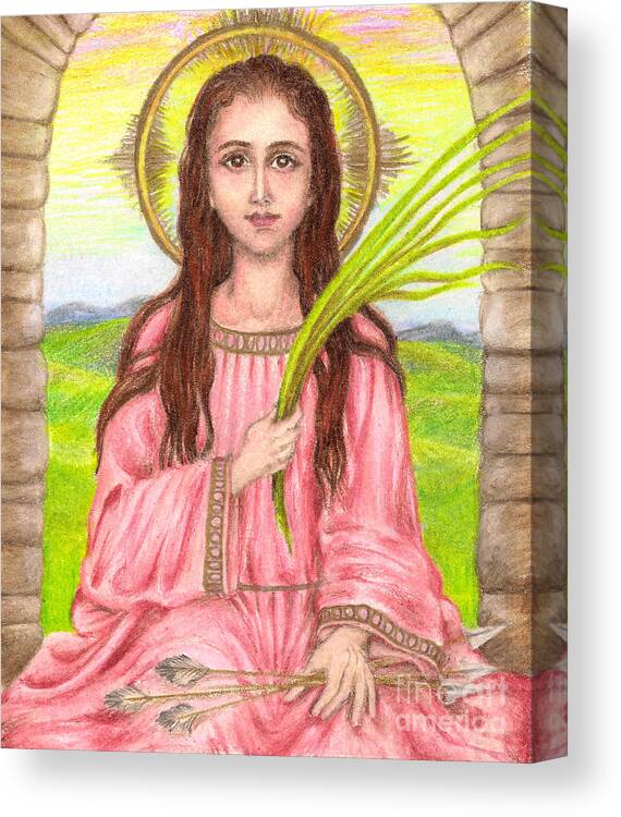 Saint Canvas Print featuring the drawing Saint Philomena by Michelle Bien
