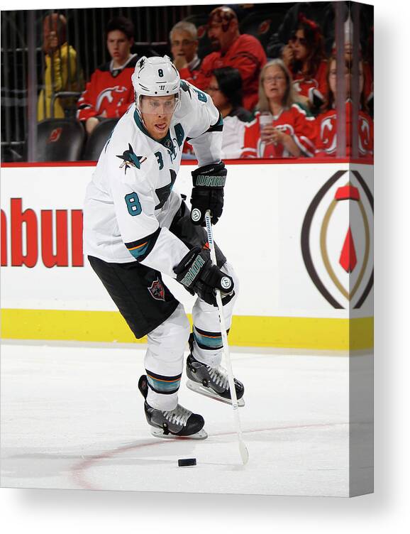 National Hockey League Canvas Print featuring the photograph San Jose Sharks V New Jersey Devils by Bruce Bennett