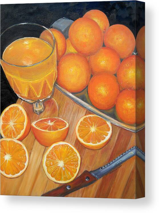 Oranges Canvas Print featuring the painting Santa Paula Gold by Olga Kaczmar