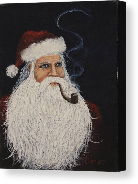 Santa Claus Canvas Print featuring the painting Santa With His Pipe by Darice Machel McGuire