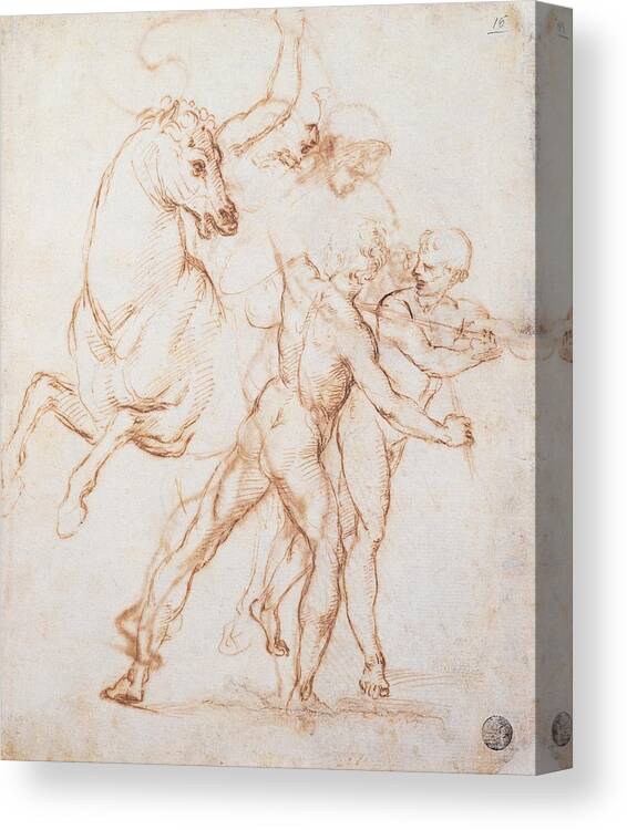 Sketch Canvas Print featuring the photograph Sanzio Raffaello, A Warrior Riding by Everett