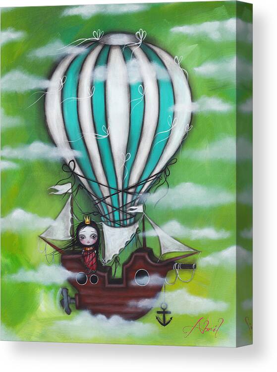 Air Ship Canvas Print featuring the painting Sea of Clouds by Abril Andrade