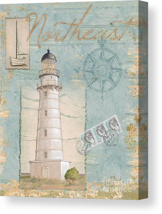 Cape Hatteras Canvas Print featuring the painting Seacoast Lighthouse II by Paul Brent