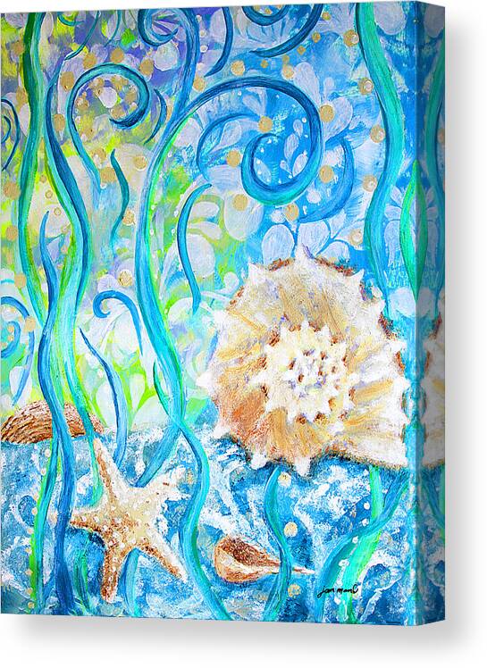 Seashells Canvas Print featuring the painting Seashells by Jan Marvin by Jan Marvin