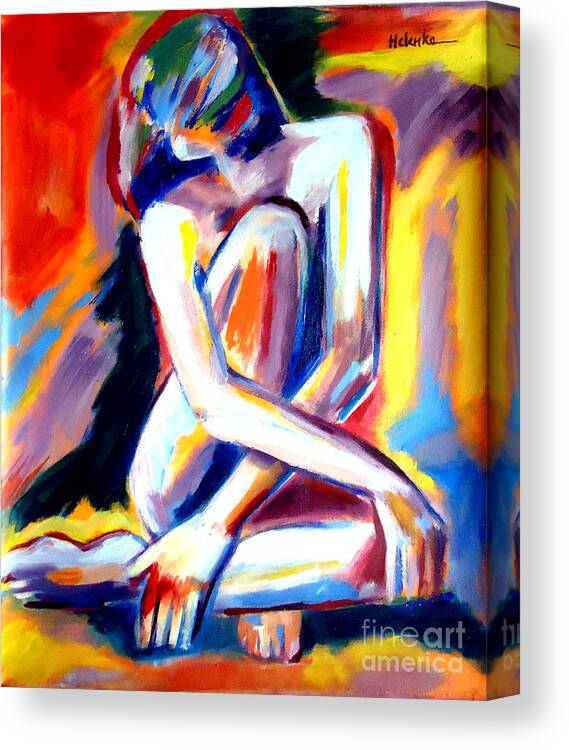 Nude Figures Canvas Print featuring the painting Seated Lady by Helena Wierzbicki