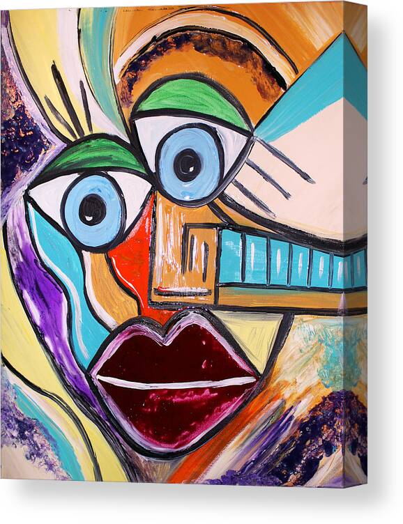 Face Canvas Print featuring the mixed media See it positive by Artista Elisabet