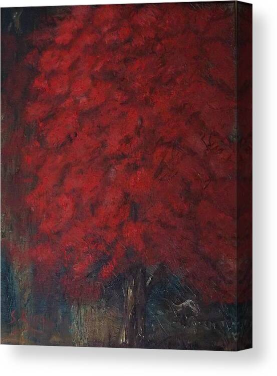 Tree Canvas Print featuring the painting Seeing Red by Stephen King