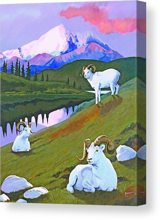 Dall Sheep Canvas Print featuring the painting Sentinel Denali by Susan McNally