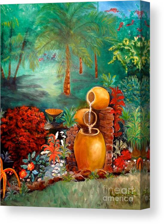 Waterfall Pots Canvas Print featuring the painting Serenity by Jenny Lee