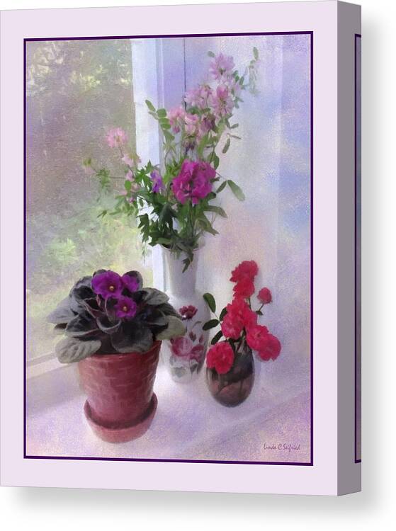 Still-life Canvas Print featuring the painting Shades of Pink by Linda Seifried