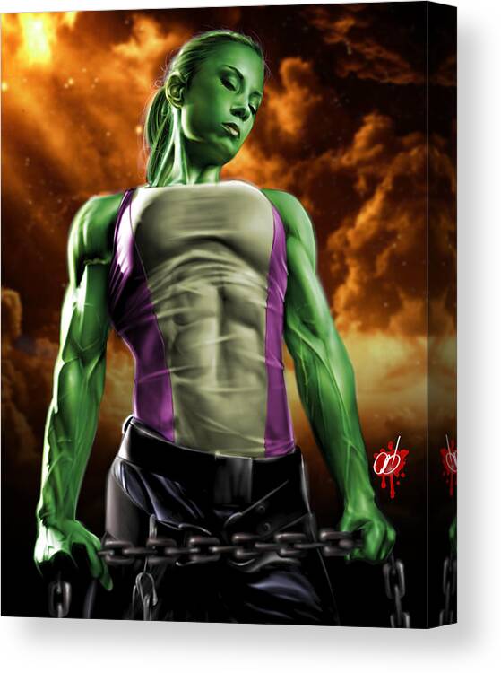 She Canvas Print featuring the painting She-Hulk 2 by Pete Tapang