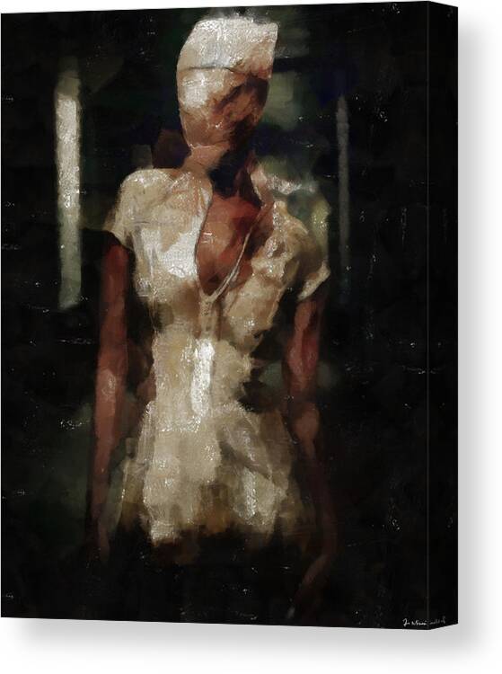 Www.themidnightstreets.net Canvas Print featuring the digital art Silent Hill Nurse by Joe Misrasi