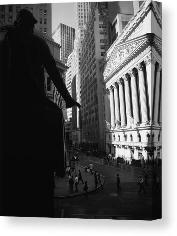 Photography Canvas Print featuring the photograph Silhouette Of George Washington Statue by Panoramic Images
