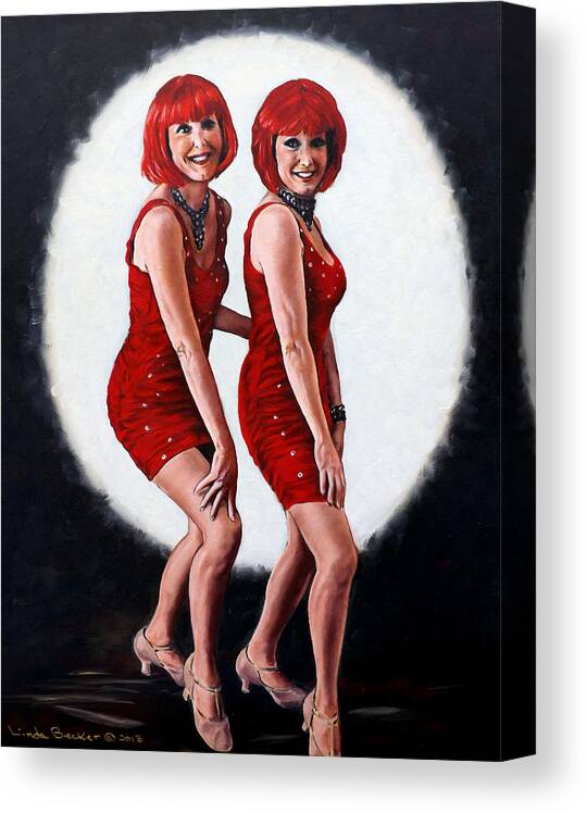 Figurative Canvas Print featuring the painting Sisters by Linda Becker