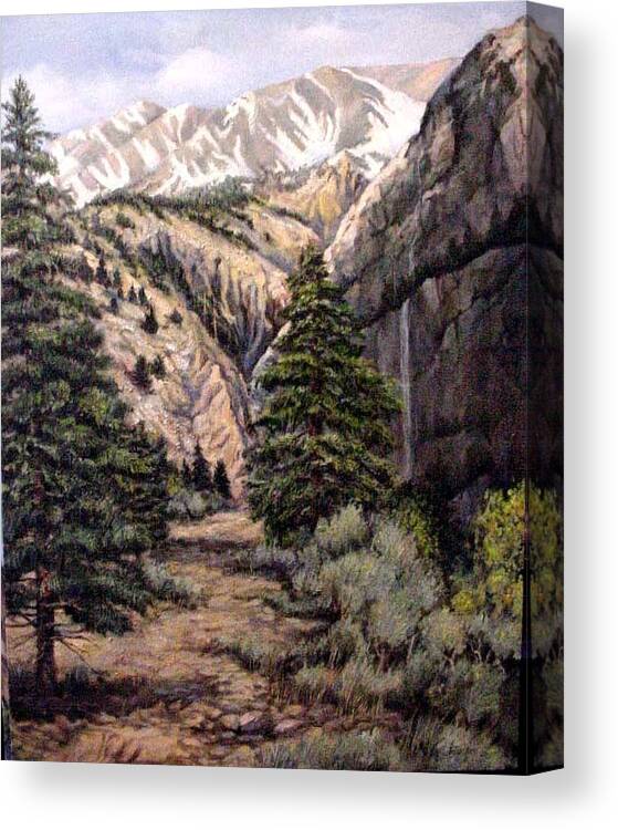 Nature Canvas Print featuring the painting Sleeping Faces in the Rock by Donna Tucker