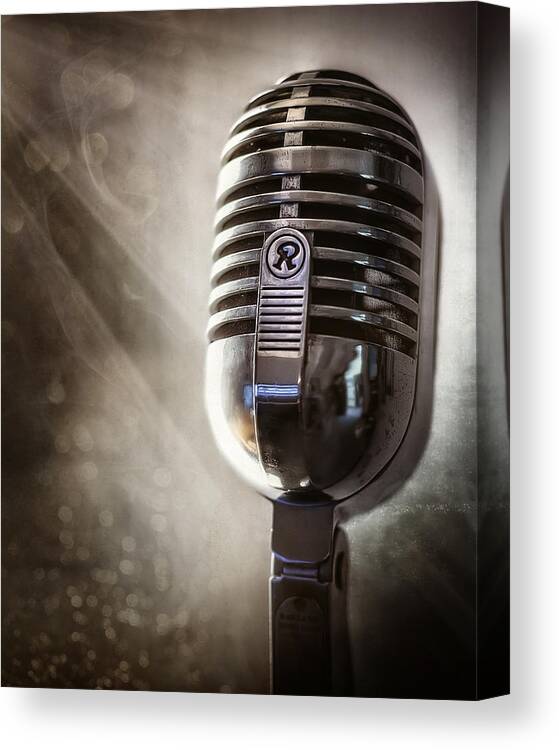 Mic Canvas Print featuring the photograph Smoky Vintage Microphone by Scott Norris