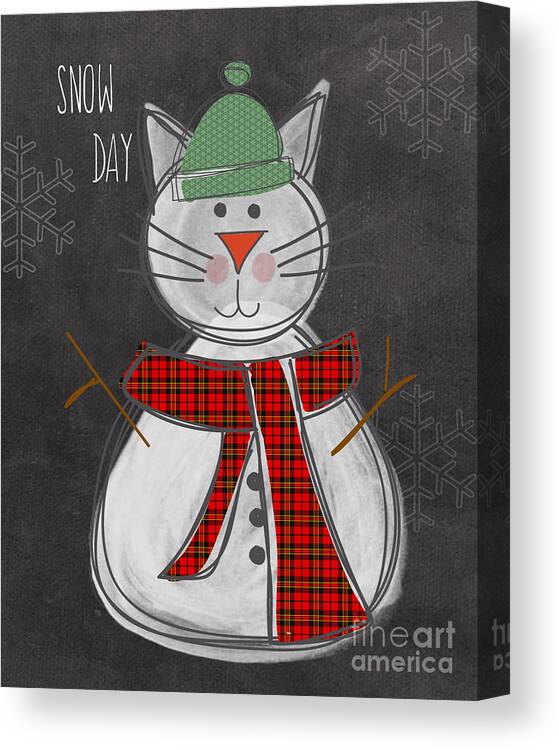 Cat Canvas Print featuring the painting Snow Kitten by Linda Woods