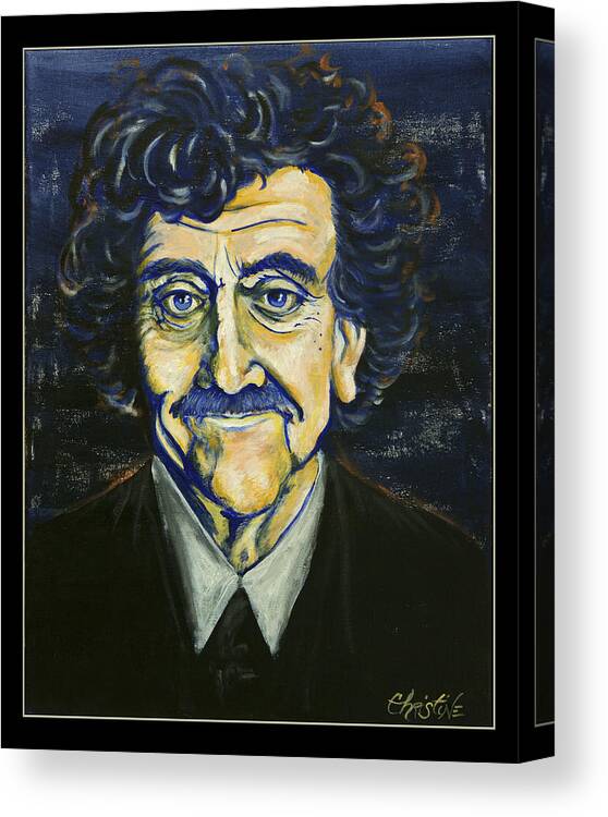 Kurt Vonnegut Canvas Print featuring the painting So It Goes by Christine Marie Rose