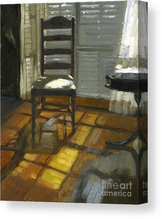 Chair Canvas Print featuring the painting SOLD Darkness or Light? by Nancy Parsons