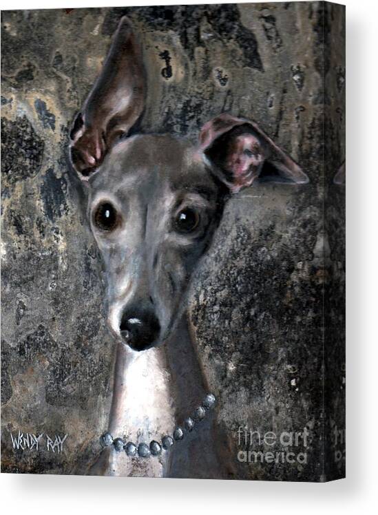Italian Greyhound Canvas Print featuring the painting Sophie by Wendy Ray