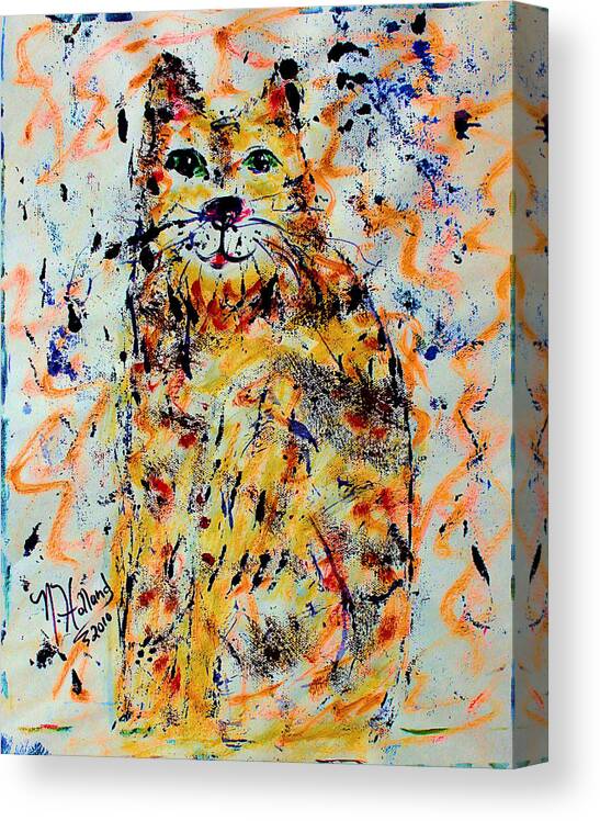 Expressionism Canvas Print featuring the painting Sophisticated Cat 3 by Natalie Holland