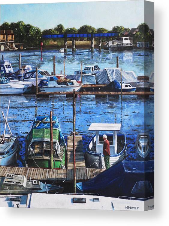 Southampton Canvas Print featuring the painting Southampton River Itchen from Cobden Bridge by Martin Davey