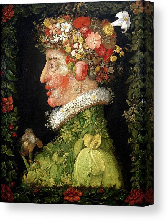 Arcimboldo Canvas Print featuring the painting Spring, From A Series Depicting The Four Seasons by Giuseppe Arcimboldo