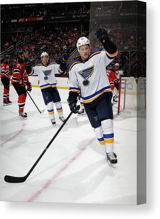 People Canvas Print featuring the photograph St Louis Blues V New Jersey Devils by Bruce Bennett