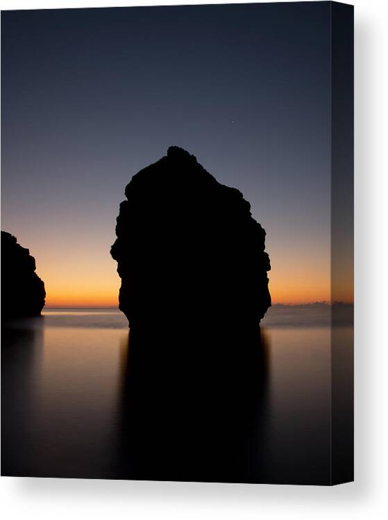 Ladram Bay Canvas Print featuring the photograph Stacks at Dawn in Ladram Bay by Pete Hemington