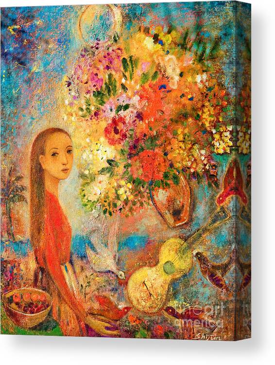 Portrait Canvas Print featuring the painting Starry Night by Shijun Munns