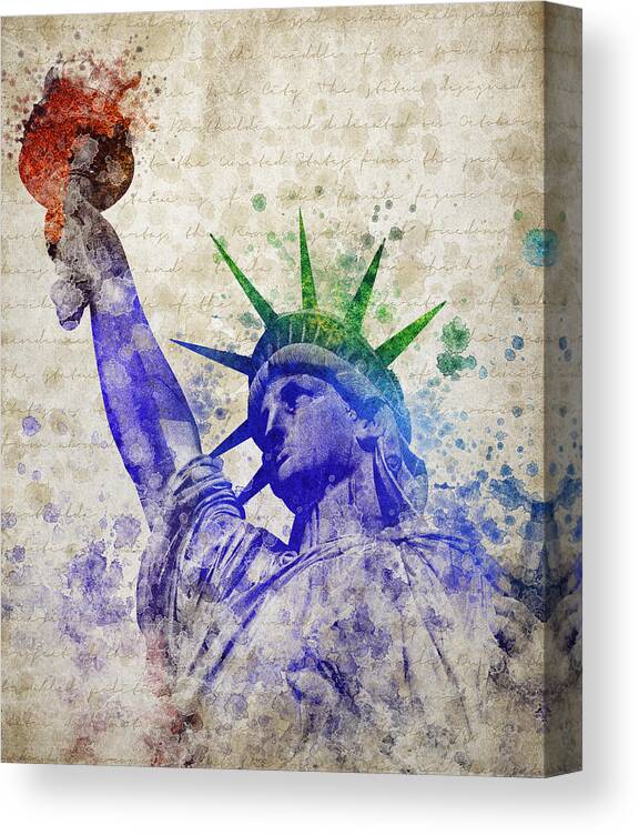 Statue Of Liberty Canvas Print featuring the digital art Statue of Liberty by Aged Pixel